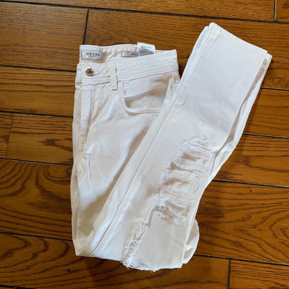 Guess Destroyed White Jeans